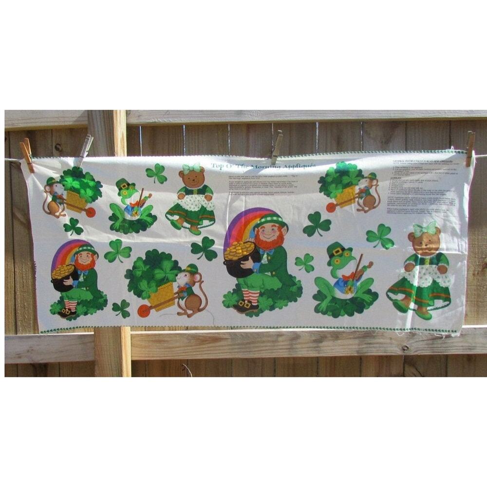 St Patricks Day Appliques Leprechauns Shamrocks Cranston VIP Fabric Panel